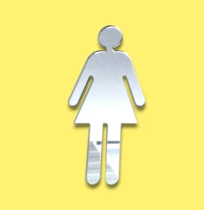 Female Toilet Door Sign Shaped Acrylic Mirrors - Various Sizes - Picture 1 of 1