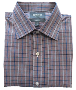 Bonobos Dress Shirt Mens 17 - 35 Standard Fit Plaid Wrinkle Free Cotton NEW - Picture 1 of 8