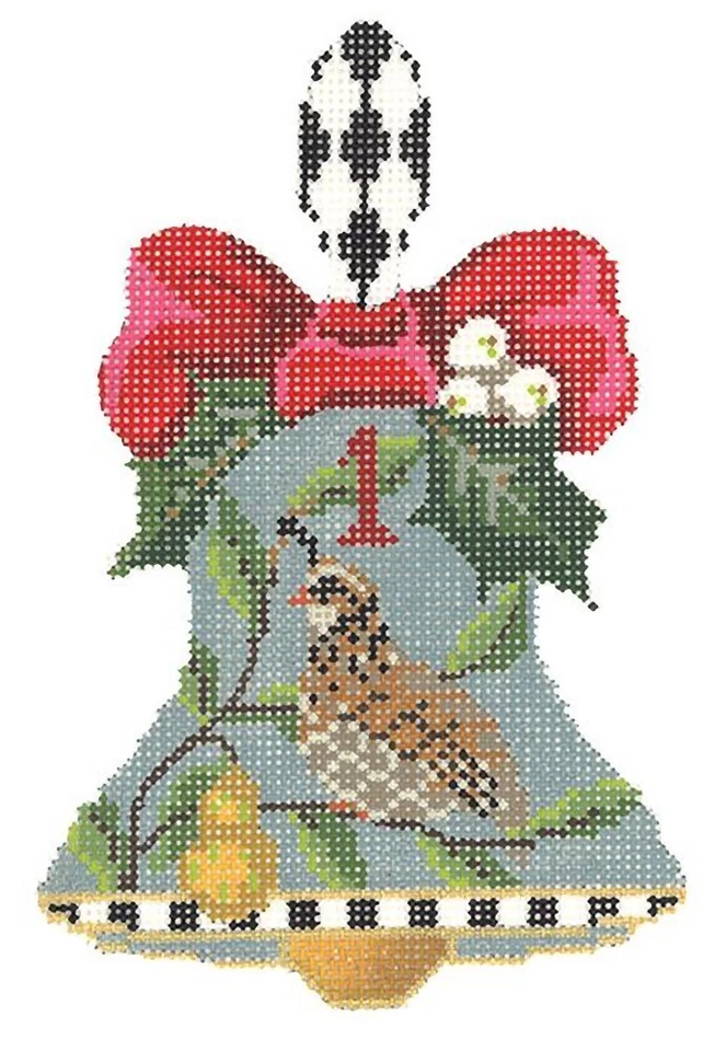 Needlepoint Handpainted Kelly Clark Christmas Handbell ~ Choose from all 12  - Image 1 of 1