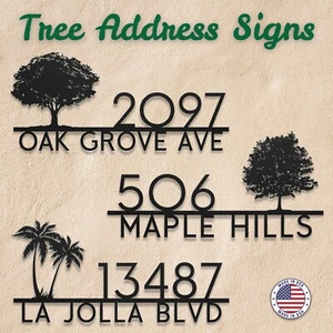 Personalized Tree Address Signs – 3 Design Options – Metal House Number Plaques - Picture 1 of 54