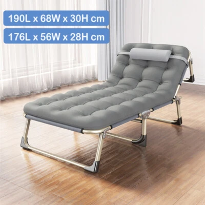 SENSCH Sun Lounger Folding Recliner Chair Reclining Garden Outdoor Seat Bed w/ mattress