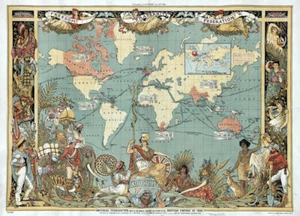MP11 Vintage alte 1886 Britisches Empire Karte der Welt Poster Nachdruck A1 A2 A3 - Bild 1 von 1