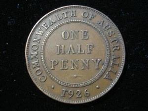 Australian 1926 Half Penny Coin KGV 8 Pearls (SA06) - Picture 1 of 2