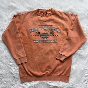 Harley-Davidson Sweatshirt Size Medium Distressed Orange Crewneck Motorcycle VTG - Bild 1 von 7