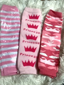 Calentadores de Piernas Niño Bebé Niño Lote de 3 Princesa Rosa Camuflaje Nuevo - Imagen 1 de 1