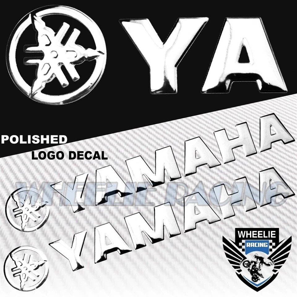 2X 8"X 1.25"3D POLISHED ABS/SHINY EMBLEM DECAL LOGO+LETTER STICKER YAMAHA CHROME - Image 1 of 1