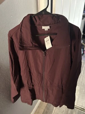 J. Jill подходит бордовый скрытый воротник куртка Sz XXL Dk фигурка Рекомендуемая розничная цена производителя $129 - Изображение 1 из 4