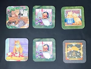 Orange Katze Kork Brett Quadrat Untersetzer Set Nicht übereinstimmend Kätzchen Niedlich Skurril Spaß - Bild 1 von 5