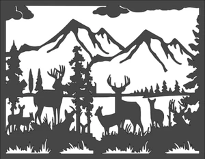 Plantilla de corte personalizado de 1-7x9 pulgadas, (PI-62) escena de ciervo - Imagen 1 de 1