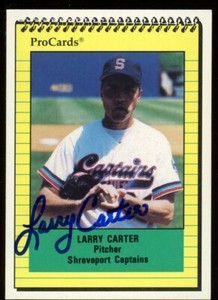 1991 Shreveport Captains LARRY CARTER Signed Card autograph AUTO GIANTS