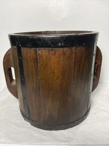 Antiguo cubo de arroz de agua comerciante coreano hecho a mano de metal firmado - Imagen 1 de 16