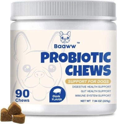 Probiotics for Dogs, Support Gut Health, Diarrhea, Seasonal Allergies, Pork Chew - Image 1 of 4
