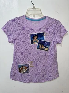 Disney Princess Aladdin T-Shirt Girls XL Purple Princess Jasmine Applique - Picture 1 of 7