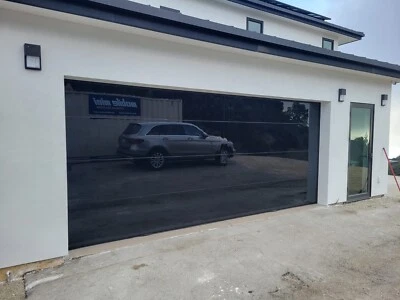 Garage Door | Frame Less| Laminated Glass | Black | 192" x 84" US MADE MOTOR - Image 1 of 2