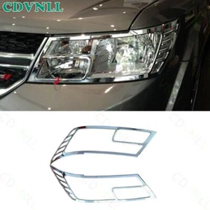Cubierta de faros delanteros cromada plateada para Dodge Journey 2011-20 biseles de luz moldura - Imagen 1 de 3