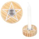 Natural Wooden Pentagram Spell Candle Holder Pagan Wiccan Altar Accessory