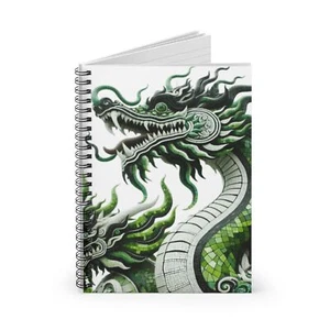 Cuaderno Espiral Línea Reglada Dragón Mosaico de Verde Negro Blanco Diseño Fantasía 4 - Imagen 1 de 6