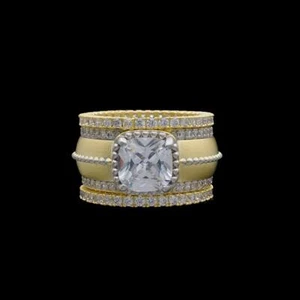 JewelryHut Vintage-Inspired Style White Crystalline Gold Plated Brass Matte Ring - Picture 1 of 1