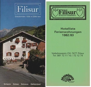 Filisur Graubünden 1036 m = 3398 feet / Hotelliste Ferienwohnungen 1982/83 (2 Fa - Bild 1 von 1
