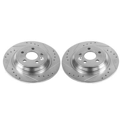 Par de rotores ranurados perforados traseros PowerStop Evolution para Volvo V70 Foto 1 de 3