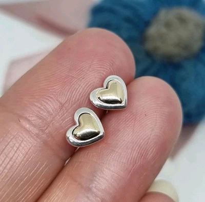 Pendientes Pandora Genuinos Plata y Oro 14k Cúpula Corazón Dorado 💕 S925 G585  Foto 1 de 4