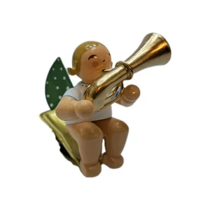 Engel mit Basstrompete auf Klemme blond 650/90/14 - Wendt & Kühn -Rarität- NEU - Picture 1 of 2