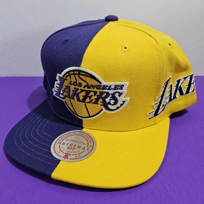 NUEVO Los Angeles Lakers Mitchell & Ness Team Half and Half Snapback Hat NBA  Foto 1 de 4