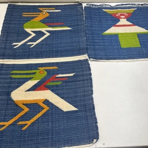 Moroccan Wool Needlepoint Pillow Cover Panels Set of 3 - Picture 1 of 9