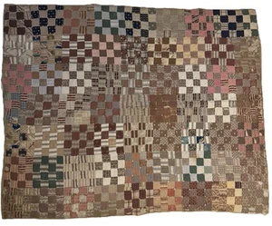 Vtg Hand Sewn Stitched Farmhouse Patchwork Quilt Handstiched Tied Old Worn 80x64 - Imagen 1 de 24