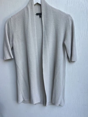 Cárdigan Top Marfil Eileen Fisher Lino Manga Corta Frente Abierto Talla M Foto 1 de 4