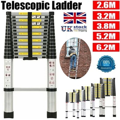 1.4-6.2M Telescopic Ladder Multi-Purpose Ladder Aluminium Extendable Ladder UK
