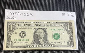 2006 $1 Dollar Bill In Good Condition With 81.3% Cool Serial Number Of 88821760 - Picture 1 of 8