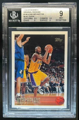2004-05 Bowman Kobe Bryant Original Rookies #138 '96-97 Topps RC #36/100 BGS 9 Foto 1 de 2