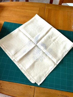 Vintage Geraniums & Lupins Stamped Tablecloth For You to Embroider - 42" - No 13 - Image 1 of 2