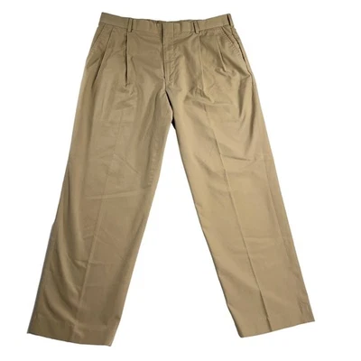 Land’s End Chino Pants Men’s 36W Regular x 29L Khaki Made In USA Pleated Front - Image 1 of 4