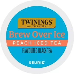 TWININGS BREW OVER ICE PEACH ICED TEA FLAVOURED BLACK TEA KCUPS 24CT - Picture 1 of 1