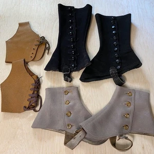 3 Sets Vintage antike Stiefelgamaschen • Viktorianischer Stil • Wolle • Leder • Gamasche - Bild 1 von 11