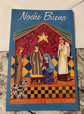 Tarjeta de felicitación Stockwell Noche Buena Religiosa Española de Navidad 5”x7,75” Foto 1 de 4