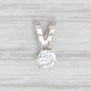 New 0.11ct Round Solitaire Small Drop Pendant 14k White Gold - Picture 1 of 5