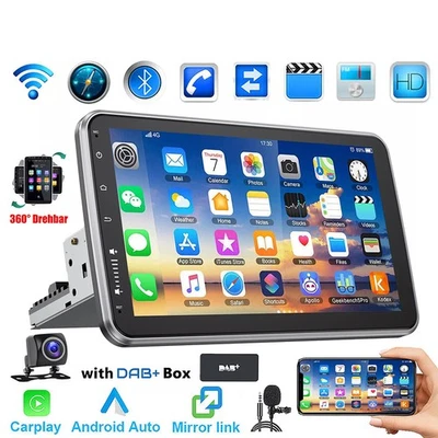  DAB+ Android 14 Autoradio 1 DIN GPS Navi RDS WIFI 360° Drehbar Bildschirm+Kamer - Bild 1 von 4