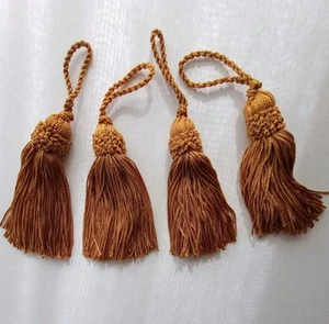 Craft Supplies Set 4 Tassels Gold Vintage Sewing Notions Decorative Trim 4" - Picture 1 of 4