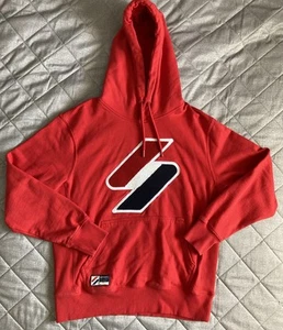 Superdry Hoodie Herren XL Rot Code Logo Chenille 100% Baumwolle Front Beutel Tasche - Bild 1 von 14
