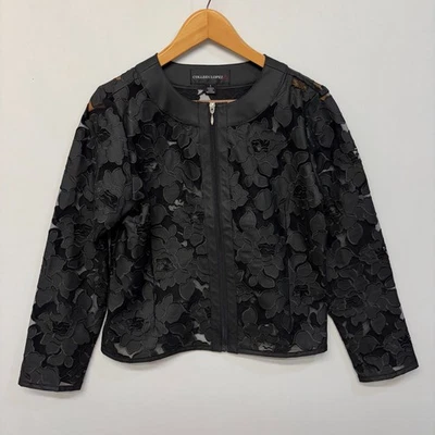 Colleen Lopez Women Full Zip Lace Embroidered Jacket Size Small Floral C055 -27 - Image 1 of 4