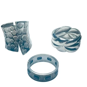 Vintage Armband Konvolut breiter Armreif silberfarben Klammer aufklappbar Damen 3 Teile Tracht - Bild 1 von 22