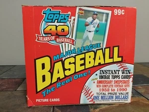 1991 Topps MLB Baseball Cello/Jumbo Pack Box - 24 Packs Baseball Rookies mit Poster! - Bild 1 von 11