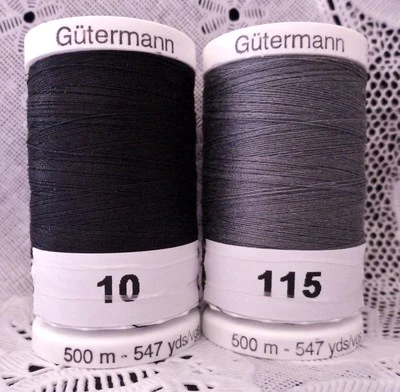 NEW Black & Gray GUTERMANN 100% polyester sew-all thread 547 yard Spools - Image 1 of 2