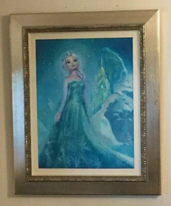 Disney Bellas Artes Artista John Rowe Pintura Original Congelada Castillo de Hielo Elsa - Imagen 1 de 7