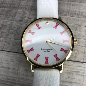 Auténtico reloj para mujer Kate Spade NY Live colorido cuero blanco rosa lazos - Imagen 1 de 4