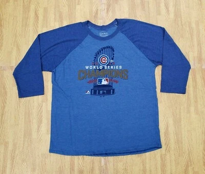 Chicago Cubs 2016 World Series Champions Majestic Threads Shirt Men's Large L - Image 1 of 3