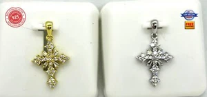 925 Sterling Silver CZ Cross Necklace Pendant 23mm - Picture 1 of 9